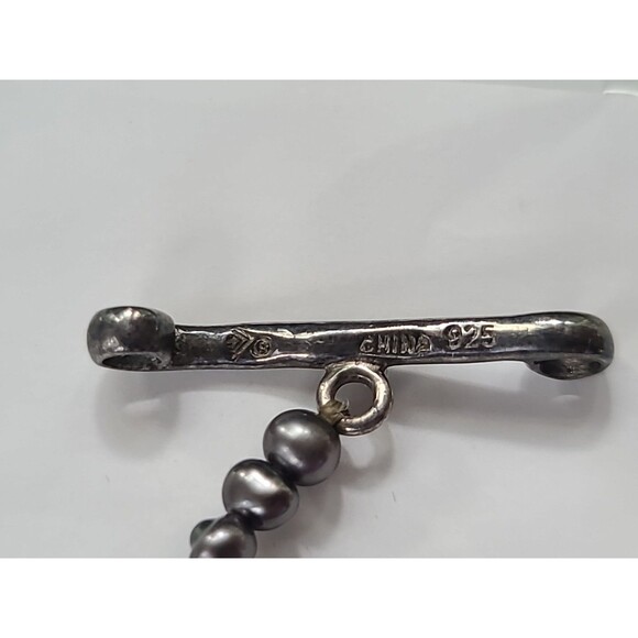 925 Sterling Silver Pearl & Silver Beaded Adjustable Bracelet Vintage - Picture 7 of 10